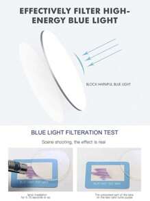 大号方形框架时尚无度数眼镜，女士佩戴透明镜片眼镜，用于电脑阅读、游戏、电视、手机， - 黑色 - 查看 2