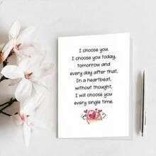 1 张甜蜜情人节卡片，适合他/她，浪漫爱情卡片，周年纪念卡片，结婚纪念日卡片，我会毫不犹豫地每次都选择你 - 彩色 - 查看 5