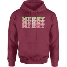 Merry Merry Merry Faux Sequins Adult Hoodie Sweatshirt - Cotton candy - View 7