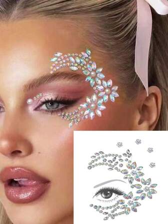 Face Jewelry Decals Acrylic Rhinestone Forehead Diamond Stickers Party Makeup Temporary Tattoo Body Gems Stickers Carnival Decorations