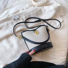 Túi xách thời trang bằng vải canvas và da PU dành cho nữ, mùa xuân/hè, nhiều kiểu dáng: Túi xách/Túi đeo vai/Túi đeo chéo - màu nâu - Xem 8