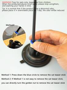 1入組寵物玩具羽毛刺激棒，附有吸盤和鋼絲，適用於在光滑表面、玻璃和牆壁上與貓咪玩耍