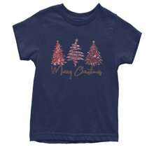 Merry Christmas Faux Glitter Trees Youth T-Shirt
