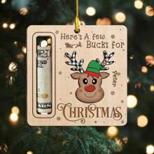 定制圣诞饰品 - 木制饰品、圣诞吊坠、木制钱包、适合圣诞节、麋鹿形状钱包、定制饰品、个性化饰品、适合家庭、派对 - 1 件 - 彩色 - 查看 6