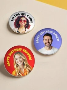 1pc Custom Photo Round Pin Badges, Personalized Pin Button Badge, Custom Text/ Logo/ Photo Button Pin Badge, Custom Brooch Pins, Personalized Backpack Button Accessories Custom Bag Accessories Badge Brooch, Anniversary Gift, Gift For Him/Her, Idea Gift For Valentine's Day, Mother's Day, Father's Day, Birthdays, Or Couples Gift, Best Gift For Mom, Dad, Wife, Husband, Girlfriend, Boyfriend - Style-2 - View 4