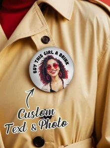 1pc Custom Photo Round Pin Badges, Personalized Pin Button Badge, Custom Text/ Logo/ Photo Button Pin Badge, Custom Brooch Pins, Personalized Backpack Button Accessories Custom Bag Accessories Badge Brooch, Anniversary Gift, Gift For Him/Her, Idea Gift For Valentine's Day, Mother's Day, Father's Day, Birthdays, Or Couples Gift, Best Gift For Mom, Dad, Wife, Husband, Girlfriend, Boyfriend - Style-2 - View 2