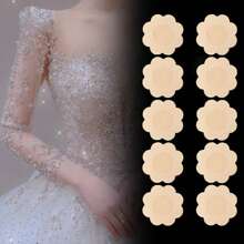 1 Pair Adhesive Bra Invisible Sticky Strapless Push Up Backless Reusable Silicone Covering Nipple Bras - Apricot - View 3