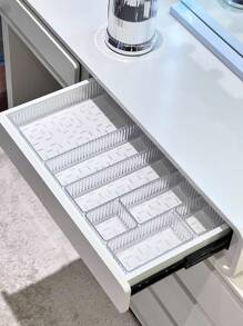 1/5/6/10/11套透明亚克力化妆品收纳盒，抽屉/桌面化妆品收纳盒，多功能化妆品小物品收纳盒，用于化妆品、珠宝和小物品，适用于厨房、卧室、浴室和办公室，也可用于家居装饰、节日装饰、新年装饰、节日礼盒、情人节礼物，适合送给女朋友的礼物。 - 水波紋透明 - 查看 5