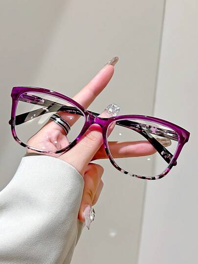 1 Pair Fashion Elegant Cat Eye Floral Print Reading Glasses With Luxury Design, Clear Lens Magnification +1.0 To +4.0 For Seniors