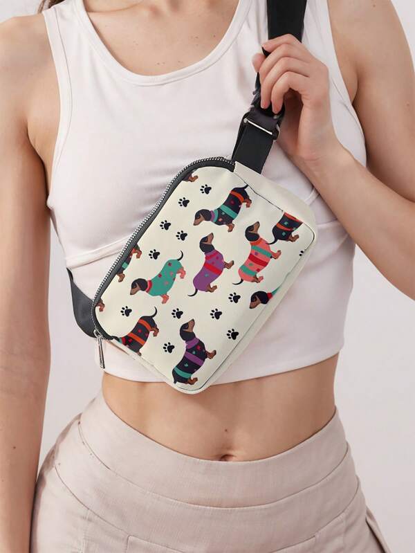 Dog Pattern Fashionable Crossbody Bag, A Neutral Sports Waist Bag Suitable For Travel, Hiking, And Yoga, And An Adjustable Lightweight Chest Bag, Sausage Dog Bag, Creative Christmas Gift Ideas Sport Bag For Sports For Fitness For Exercise Travel Bag For Vacation For Women For Men Travel Essential Durable For Running For Hiking