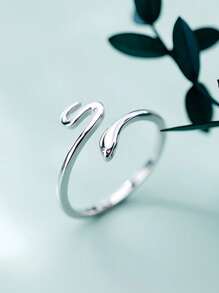 1 Stück modischer & eleganter 925 Sterling Silber Schlangen Ring, verstellbares offenes Design, leichter Luxusstil, perfektes Geschenk für die Freundin