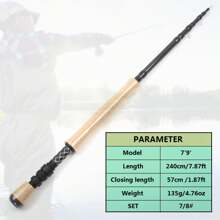 Design nou 2.1M 2.4M 2.7M 3.0M Undiță telescopică de pescuit cu muscă portabilă de carbon cu acțiune rapidă Păstrăv cu mușcă Tackle Stâlp Bunuri pentru pescuit