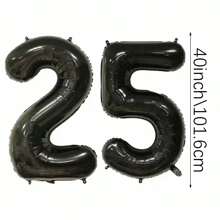 2 个 40 英寸（约 101.6 厘米）大号黑色数字氦气铝箔气球，大数字气球适合生日派对、毕业典礼、周年纪念、派对装饰 - 彩色 - 查看 19
