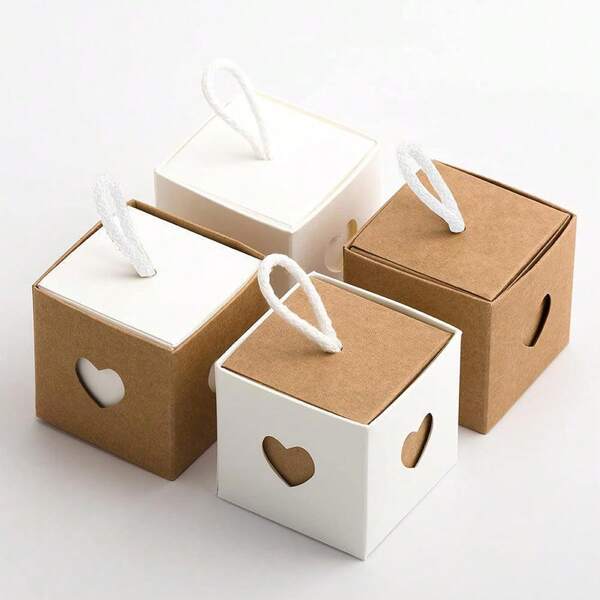 10 Piezas Cajas de Recuerdo de Boda, Cajas de Papel para Dulces, Cajas Cúbicas Miniatura de 2 x 2 x 2 Pulgadas para Empacar Dulces, Chocolates y Regalos para Fiestas de Boda, Día de San Valentín, Recuerdos para Invitados