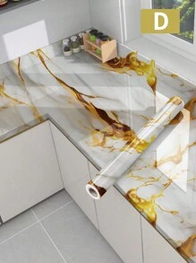 1 件大理石镀金图案壁纸厨房防油贴纸自粘式撕贴耐高温耐油厨房台面贴纸橱柜表面翻新墙贴、贴纸、墙贴花、乙烯基贴花用于家庭装饰、春季装饰品让您的家焕然一新、拉玛装饰贴纸 - 彩色 - 查看 14
