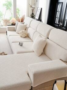 1 tấm bọc ghế sofa đàn hồi, vải chống trượt, bảo vệ toàn bộ đệm ghế sofa, có thể giặt bằng máy, chống bụi, chống phai màu, thân thiện với vật nuôi, thích hợp cho phòng ngủ, văn phòng, phòng khách, ghế sofa hình chữ L và ghế sofa 1-2-3-4 chỗ ngồi - Màu be - Xem 5