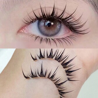 5 Pairs Of Cartoon Style Pointed Tip False Eyelashes, Full Strip One-Piece Eyelashes With Japanese Manga Design, 10-14mm Tapered Invisible Stem Thick Dramatic Lashes