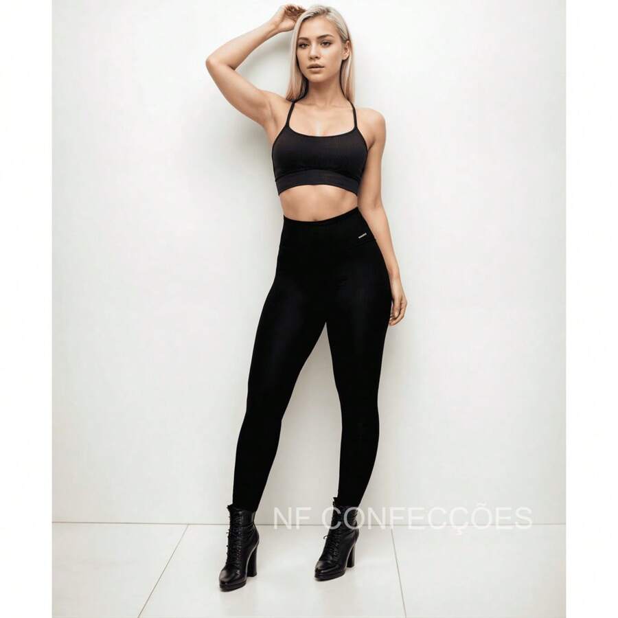 Calça legging lisa fitness elastica academia grossa sport não marca sem transparência flexivel