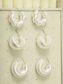 2-6-12-18件/套时尚耳环套装，CCB材质C形环状耳环和水滴耳钉套装，适合女性日常佩戴 - CCB耳飾套裝 - 查看 4