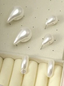 2-6-12-18件/套时尚耳环套装，CCB材质C形环状耳环和水滴耳钉套装，适合女性日常佩戴 - CCB耳飾套裝 - 查看 7