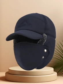 1 件成人男士保暖护耳帽，保暖内衬防风冬季户外骑行滑雪帽，刺绣街头休闲百搭冬季服装