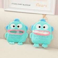 A Blue Merman Tissue Pack, A Keychain-Decorated Backpack Made Of Cartoon-Style Short Plush Material. Blue Merman Headphone Case. Headphone Case, Tissue Pack. - Baby Blue - View 4