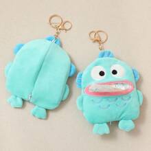A Blue Merman Tissue Pack, A Keychain-Decorated Backpack Made Of Cartoon-Style Short Plush Material. Blue Merman Headphone Case. Headphone Case, Tissue Pack. - Baby Blue - View 3