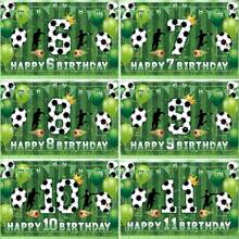 1pc Football Themed Birthday Party Backdrop Decorative Banner, Suitable For 6-11 Years Old Birthday Party, Photography Studio, Multipurpose Spring/Summer Banner Decor - No Electricity Needed, Home Decor, Party Decor, Birthday Cake Table, Poster Hanging Banner, Vinyl Decor, Photo Studio Props, 150cm/59in*100cm/39in - Multicolor - View 2