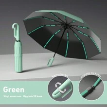 1pc Automatic Folding Umbrella With Buckle, Convenient To Carry. Larger, Thicker, Stronger. Suitable For Men & Women, Portable Windproof & Rainproof, Double-Layer Protection, Various Frame Designs, Snap Or Rotary Handle, Multiple Colors (Due To Different Batches, The Fabric, Frame Color, English Letter Pattern Design, Button Shape And Rib Color Are Randomly Matched. We Apologize For Any Inconvenience Caused) Summer Cooling,Beach,Travel