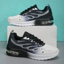 New Fashionable Casual Sports Dancing Shoes, Comfortable Lightweight Slip-On, Versatile Ombre Knitted Fabric, Breathable Thick Sole, Air Cushion Shock Absorbing Non-Slip Platform, Plus Size Cross-Border Women's Shoes - Black and White - View 6