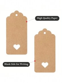 50pcs Pink Gift Tags, Hollow Heart Shaped Gift Tags, Wedding Favors, 3.7 X 1.8 Inches, Solid Color Gift Tags, Red Paper Gift Labels, With Strings, Suitable For Wedding, Birthday, Christmas Party Gifts Valentine's Day