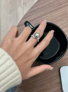 女士时尚 S925 纯银珍珠戒指 - S925 Sterling Silver Pearl Ring for Women's Fashion - 查看 5