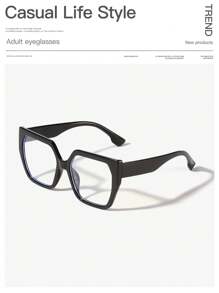 1 pezzo Occhiali da donna con montatura quadrata grande in acrilico, di moda, colore nero, adatti per lettura quotidiana, lavoro e vita universitaria