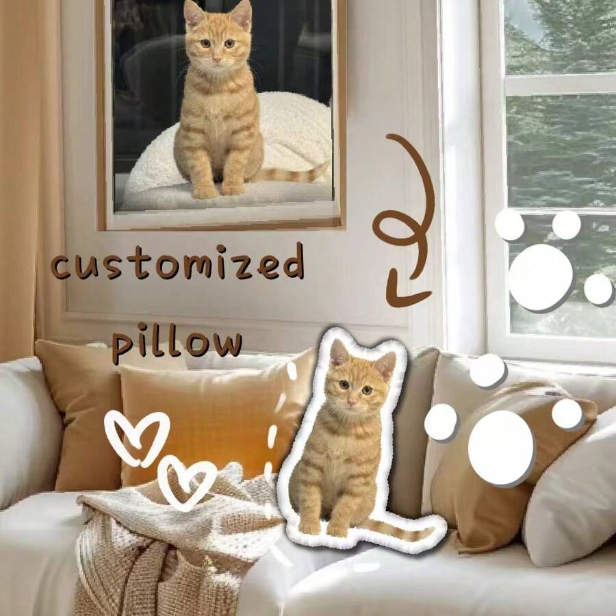 1PC Customized Pet Portrait Pillow, Pet Lover Gift, Special Pet Throw Pillow, Double-Sided Design, Multiple Animal And Pet Patterns, Suitable For Sleeping, Home Decor, Halloween, Christmas, Birthday, Family Companion