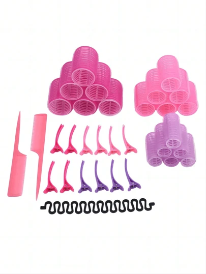 33件套卷发器套装，自粘式卷发器，空气刘海卷发器，卷发工具，懒人卷发器，造型卷发器