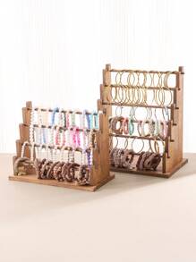 胡桃木色木制展示架，用于手镯、手表、珠宝、项链架、零售摊位组织者 - 黑胡桃色 - 查看 9