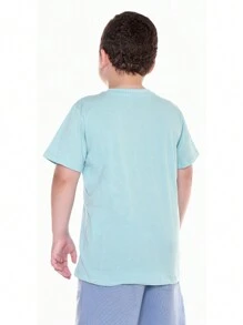 Basic Youth T-Shirt For Boys 100% Premium Cotton Round Neck For Teenage Boys Without Print - 淺藍色 - 查看 3
