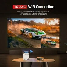 Nuovo proiettore domestico Ultra HD 4K 5G multifunzionale 2025 per casa cinema immersivo, supporta connessione WiFi a smartphone Android e Apple, proiezione diretta sulla parete bianca, supporta connessioni HD e USB, correzione automatica della distorsione trapezoidale, sistema Android integrato per scaricare applicazioni, sistema audio integrato, proiezione esterna, regalo di Natale e San Valentino