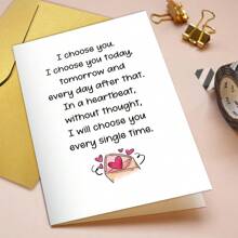 1 张甜蜜情人节卡片，适合他/她，浪漫爱情卡片，周年纪念卡片，结婚纪念日卡片，我会毫不犹豫地每次都选择你 - 彩色 - 查看 2
