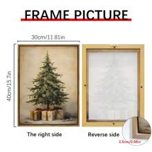 1pc Vintage Christmas Tree Canvas Print ,Art Deco Style, Indoor Wall Art, Classic Portrait Orientation,Home Office, Bedroom, Living Room Decor, Christmas Decoration,Canvas Wall Art,Posters For Room,Home Decor,Room Decor Aesthetic,Room Decoration Stuff.Optional Frame, Room Decor. - Multicolor - View 5