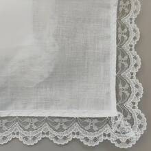 2/4/6 纯白色蕾丝边手帕，女士方巾装饰手帕