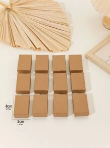 12个装简约高档珠宝包装盒，适用于耳环、戒指、项链、吊坠等，适合节日礼品包装 - 卡其色 - 查看 3