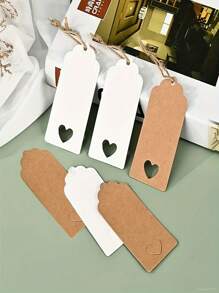 50 piezas Etiquetas de regalo con forma de corazón hueco rosa, etiquetas de regalo de color liso de 3.7" X 1.8", etiquetas de regalo de papel rojo con cuerdas, adecuado para bodas, cumpleaños, regalos de fiestas de Navidad