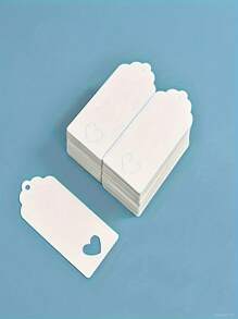 50 piezas Etiquetas de regalo con forma de corazón hueco rosa, etiquetas de regalo de color liso de 3.7" X 1.8", etiquetas de regalo de papel rojo con cuerdas, adecuado para bodas, cumpleaños, regalos de fiestas de Navidad