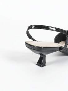 Giày cao gót mũi nhọn quai da bóng cho nữ, giày cao gót dự tiệc cưới thời trang gợi cảm - màu đen - Xem 6