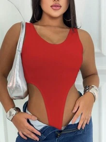 Women's Bodysuit Leotard Hollow Out Hollow Out Wing Delta Shaper Sensual Casual Fashion Foreign Blogger - 紅色 - 查看 1