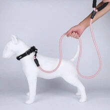 1pc New Color Pet Leash, Reflective Nylon Dog Leash, Explosion Proof Walking Rope, Foam Handle No Choking, Round Rope, Pink - Baby Pink - View 10