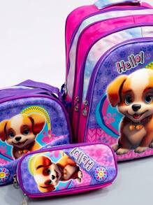 Kit 3 Children's Backpacks 3D School Lunch Box Pencil Case Size G - 920 Gachorro - Xem 2