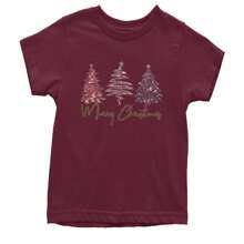Merry Christmas Faux Glitter Trees Youth T-Shirt