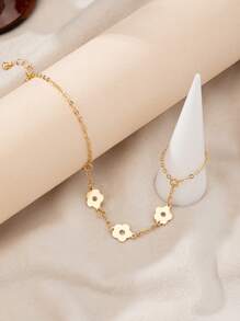 1 chiếc vòng tay chuỗi cỏ năm lá đơn giản theo phong cách Bohemian thanh lịch, quà tặng hẹn hò cho phụ nữ - Vàng - Xem 4